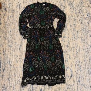 Sandro Black Multicolor Celestial Patterned Dress
